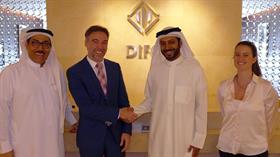 El CEO de Dubai DIFC, Saleh Al Akrabi, el Director General de investBA, Alejo Rodriguez Cacio, el Senior Representative de DIFC MENA Sadeq E. Mohamed y la Gerente de investBA, Josefina Gonzalez Martinez